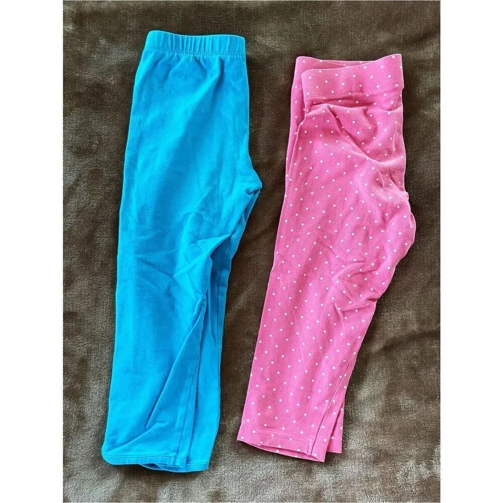 Mini Boden/ Gymboree Girls Pink Polka Dot 3/4 Leggings Duo Cotton Size 7-8/9